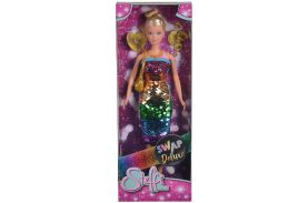Papusa steffi cu rochita cu paiete curcubeu deluxe edition