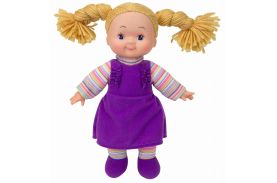 Papusa soft cheeky cu corp moale si hainute violet