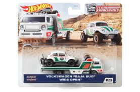 Hot wheels transportator wide open cu masinuta volkswagen baja bug scara 1:64