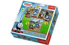 Puzzle trefl 3in1 thomas intra in actiune