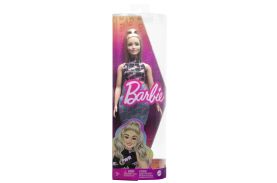 Papusa barbie fashionista blonda cu borseta roz