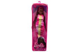 Papusa barbie fashionista creola cu rochita roz