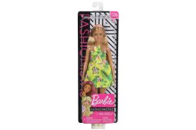 Papusa barbie fashionista blonda cu rochita verde inflorata