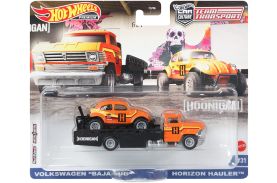 Hot wheels transportator horizont hauler cu masinuta volkswagen baja bug scara 1:64