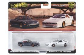 Hot wheels premium set 2 masinute metalice mazdaspeed miata si mazda rx7 fc pandem scara 1:64