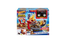 Hot wheels monster trucks entry challenge arena smashers provocarea fire crash