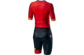 Costum Triatlon cu Maneca Scurta Castelli Free Sanremo SS Suit Negru/Rosu/Portocaliu XXL