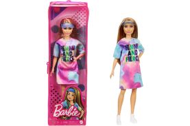 Papusa barbie fashionista cu parul blond si rochita sport