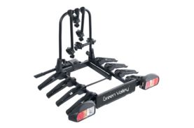 Suport pentru 4 biciclete, Green Valley Discovery 160514-4, cu prindere pe carligul de remorcare, Negru
