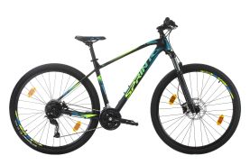 Bicicleta MTB Sprint Apolon 29 Negru Mat/Cyan/Verde Neon 520 mm