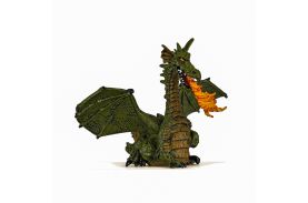 Papo figurina dragon verde inaripat cu flacara