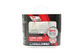 Set de 2 becuri Halogen H4, 55W, +50% Intensitate - LONG LIFE - CARGUARD