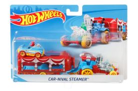 Set camion si masina sport hot wheels carnival steamer