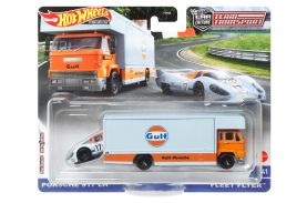 Hot wheels transportator fleet flyer cu masinuta porsche 917 eh scara 1:64