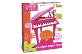 Bontempi pian electronic roz cu scaun si microfon