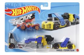 Set camion si masina sport hot wheels haul teration rosu