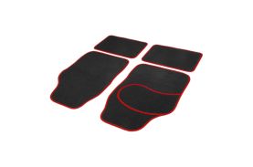 Set covorașe auto textile universale Carguard 64 x 44 cm | 44 x 29 cm - negru - roșu