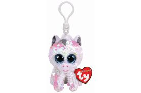 Plus breloc ty 8.5cm sequins unicornul alb cu paiete