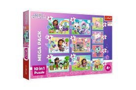 Puzzle trefl 10in1 gabbys dollhouse in universul lui gabby