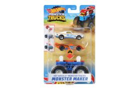 Hot wheels monster truck cu masinute alb si portocaliu