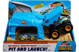 Hot wheels lansator monster truck rechinul cu doua masinute