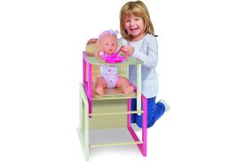 Scaunel din lemn cu masa pentru papusi