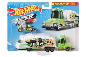 Set camion si masina sport hot wheels tooned up