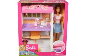 Barbie set dormitor cu papusa par saten