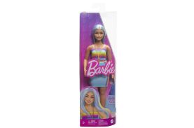 Papusa barbie fashionista cu par albastru platinat si top sport
