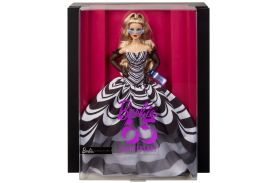 Barbie signature aniversare 65 ani papusa barbie cu rochie de bal alb negru