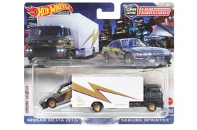 Hot wheels transportator sakura sprinter cu masinuta nissan silvia scara 1:64