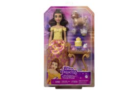 Disney princess set papusa printesa belle si caruciorul pentru ceai