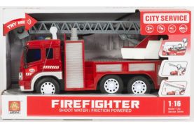 Masinuta de pompieri cu furtun pentru stropire apa frictiune sunete si lumini scara 1 la 16