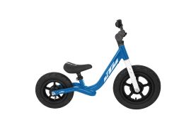 Bicicletă fără pedale KTM Wild Buddy 10 inch culoare albastru și alb, cadru aluminiu ușor pentru copii mici, vedere laterală