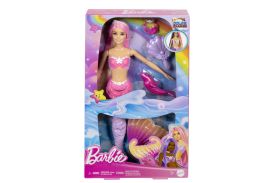 Barbie color change papusa sirena cu par roz
