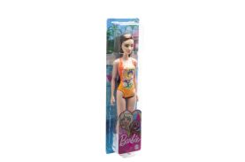 Papusa barbie satena cu costum de baie portocaliu