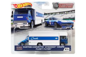 Hot wheels transportator fleet flyer cu masinuta custom corvette stingray coupe scara 1:64