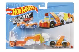 Set camion si masina sport hot wheels haul teration portocaliu