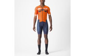 Costum de triatlon cu maneca scurta Castelli Free Sanremo SS Portocaliu/Indigo M