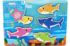 Baby shark puzzle din lemn muzical 5 piese