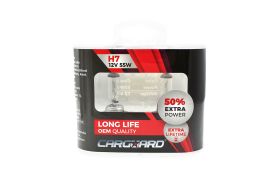 Set de 2 becuri Halogen H7, 55W, +50% Intensitate - LONG LIFE - CARGUARD