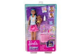 Papusa barbie mamica bruneta cu bebelus