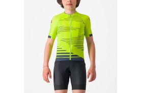 Tricou cu maneca scurta Castelli Aero Kid pentru copii Galben Fluo/Bleumarin 12A