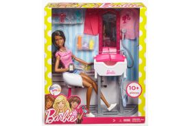 Barbie set salon de infrumusetare cu papusa blonda _ FJB37