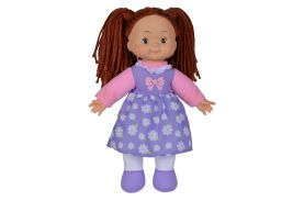 Papusa flower dolly din material textil 38cm cu parul maroniu