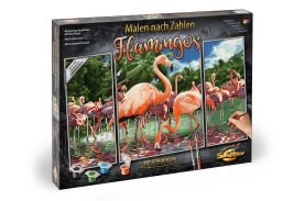 Kit pictura pe numere schipper flamingo, 3 tablouri