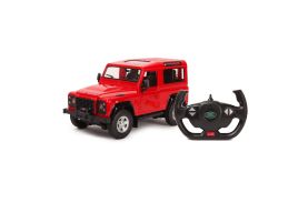 Masina cu telecomanda land rover defender rosu cu scara 1 la 14