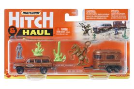 Matchbox hitch&haul set 2 vehicule mbx rodeo 1988 jeep wagoneer mbx pony trailer scara 1:64
