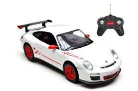 Masina cu telecomanda porsche gt3 rs alb cu scara 1 la 24