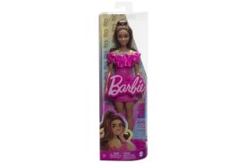 Papusa barbie fashionista satena cu rochie roz